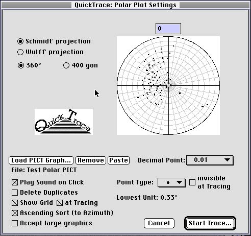 QuickTrace Polar Plot Settings