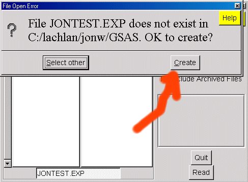 Creating a new exp file in EXPGUI