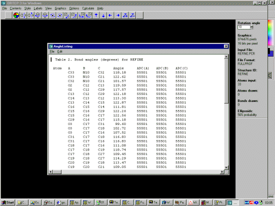 Ortep-3 with a Fullprof pcr structure file