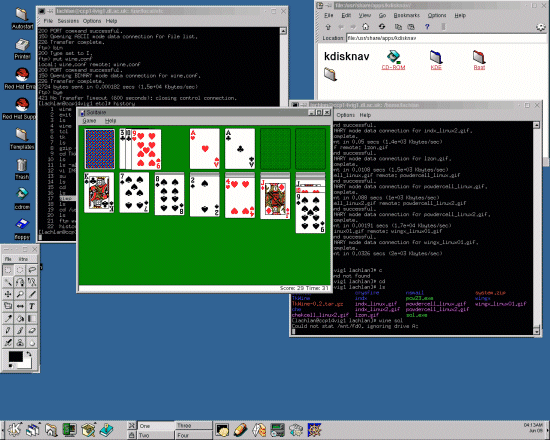 Running the Windows 95 Solitaire program under Wine/Linux