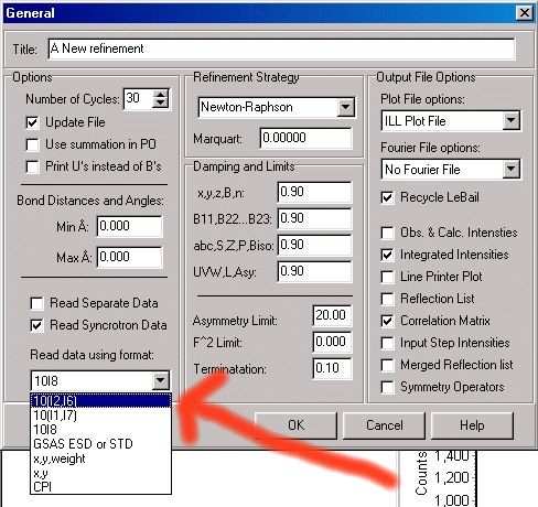 Setting the data format inside the input file