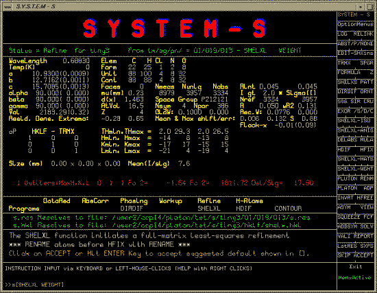 System S main menu