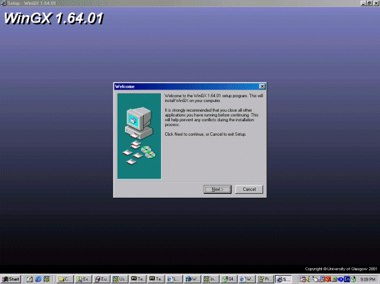 WinGX 1.64 install screen
