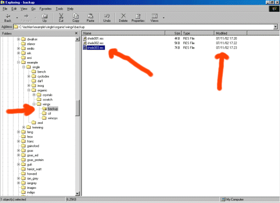 Using Windows explorer to browse the shelxl RES file backup directory