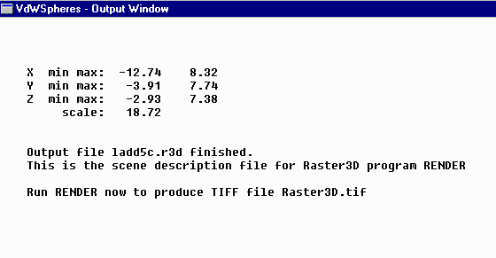 VdWaals Output screen in WinGX